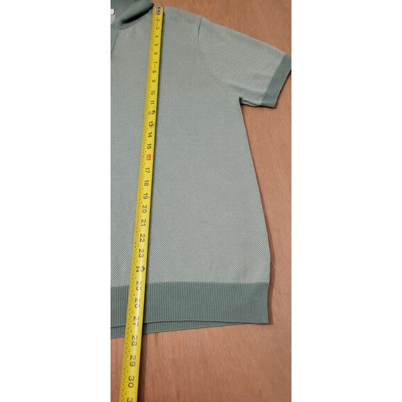 Mr P Polo Shirt Mens Large Green Sweater Knit Pullover Cotton Quiet Luxury - Picture 9 of 13